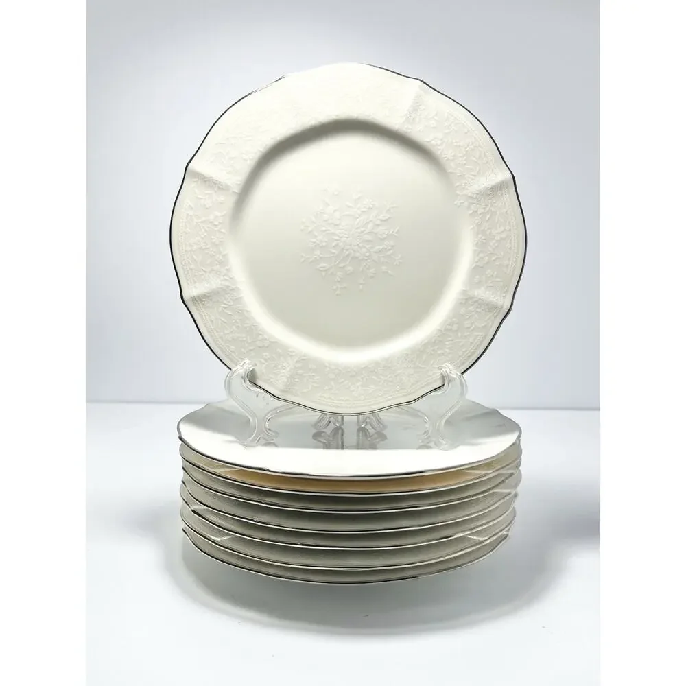 Noritake “Chandon, Platinum” Set of 8 Bone China Bread Plates 7”